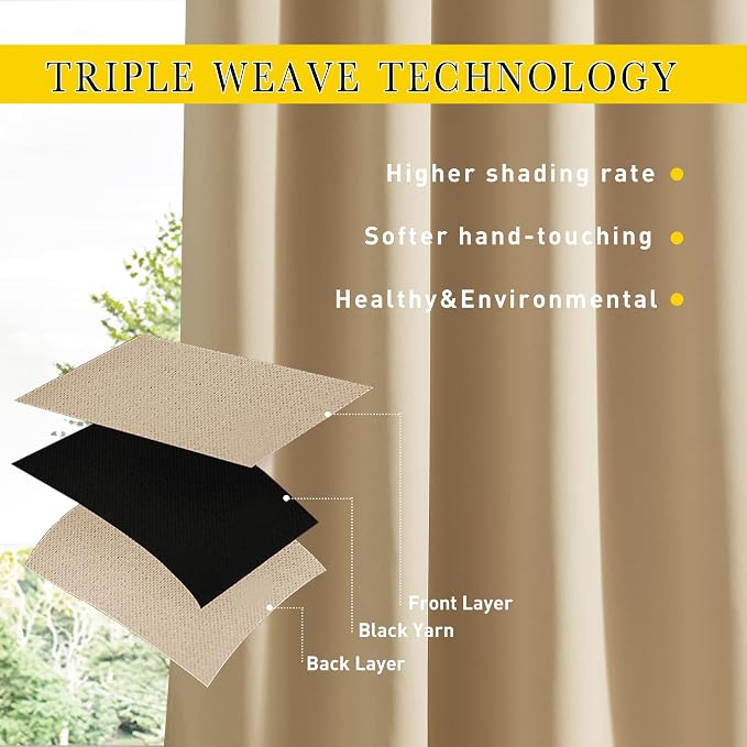 NICETOWN 2 PCs Windproof Blackout Outdoor Curtains W46xL80 Biscotti Beige | - Image 5