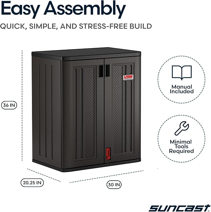Suncast 30" Heavy-Duty Resin Outdoor Storage Cabinet, Dark Gray - Image 3