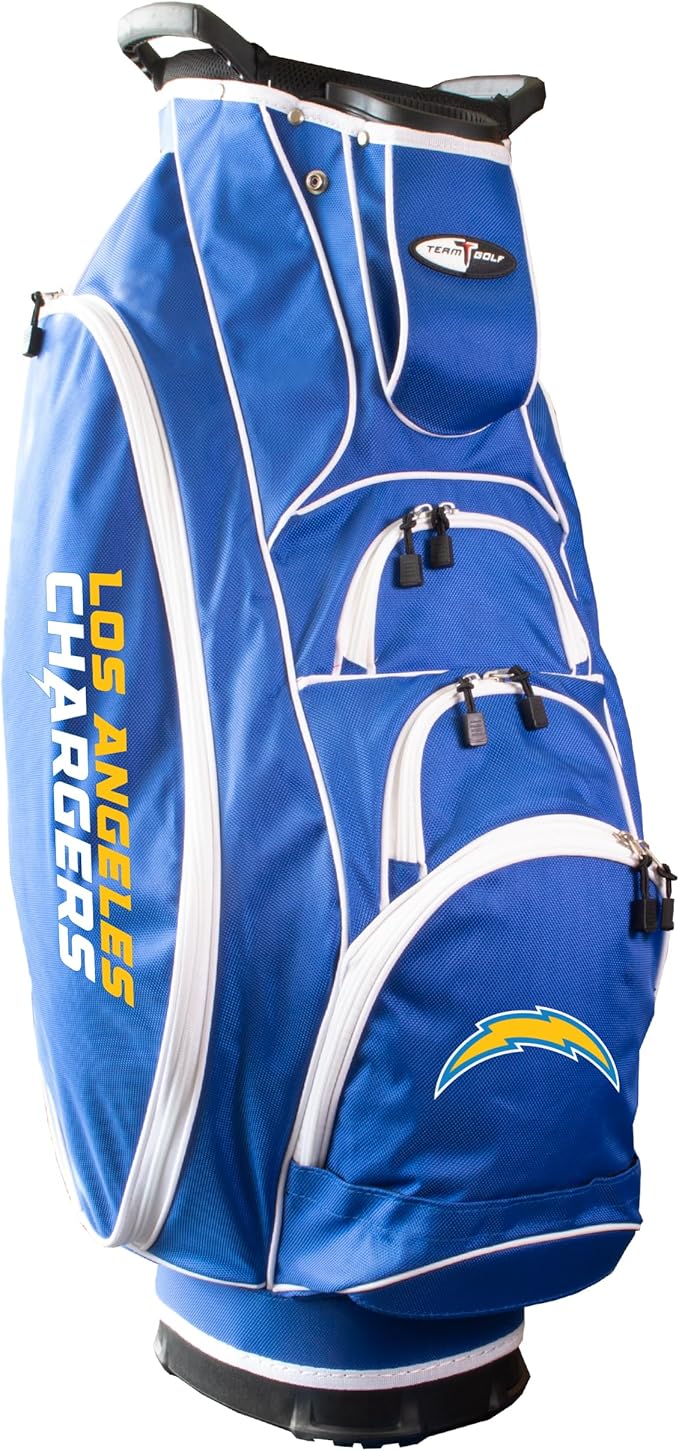Team Golf NFL Lightweight, 10-Way Club Divider, Spring Action Stand, Insulated Cooler Pocket, Velcro Glove and Umbrella Holder & Lift Assist Handles