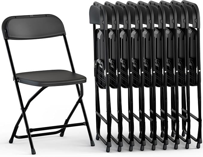 10 Pack Foldable Plastic Chair | Folding & Stackable | 350 lbs Capacity Steel by OurModernSpace