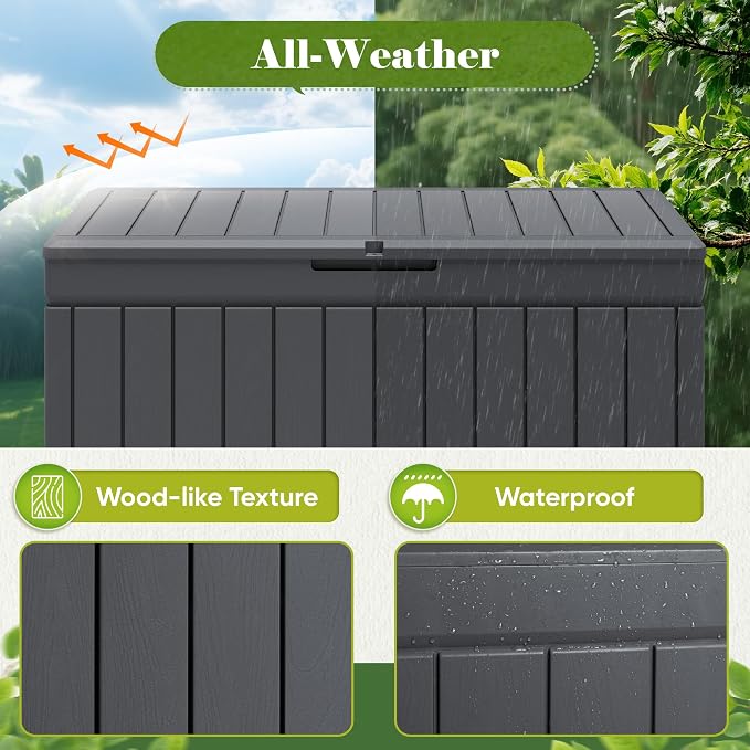 Flamaker Outdoor Storage Box 80 Gallon Resin Waterproof Deck Box | Delivery Box - Image 7