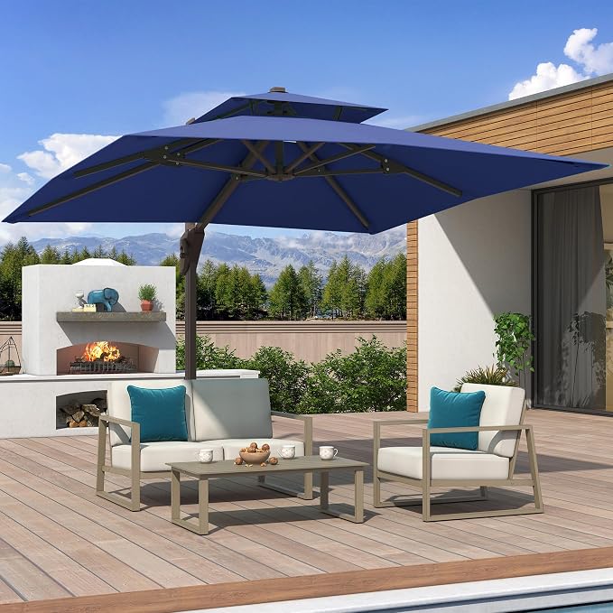 10x10 FT Outdoor Cantilever Patio Umbrella, Waterproof & UV-Protective Fabric - Image 3