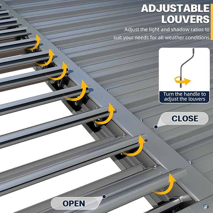 Airwire 10x20 ft Louvered Pergola All-Aluminum Frame | Outdoor Pergolas - Image 3