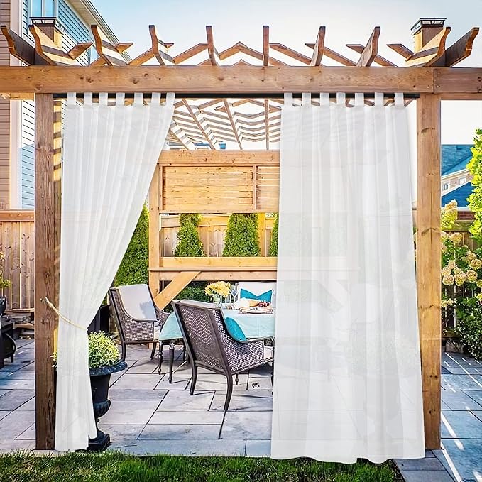 NICETOWN 2 Panels Indoor Outdoor Waterproof Patio Curtains, Sticky Tab Top Soft - Image 6