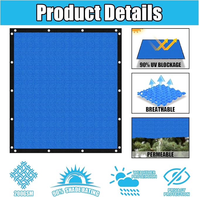 Amagenix 90% Pergola Shade Cover 6' X 15' Sun Shade Cloth - Image 3