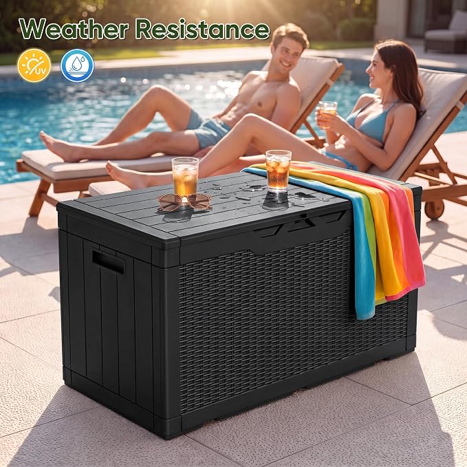 Flamaker Outdoor Storage Box 100 Gallon Waterproof Resin Deck Box | Large - Image 6