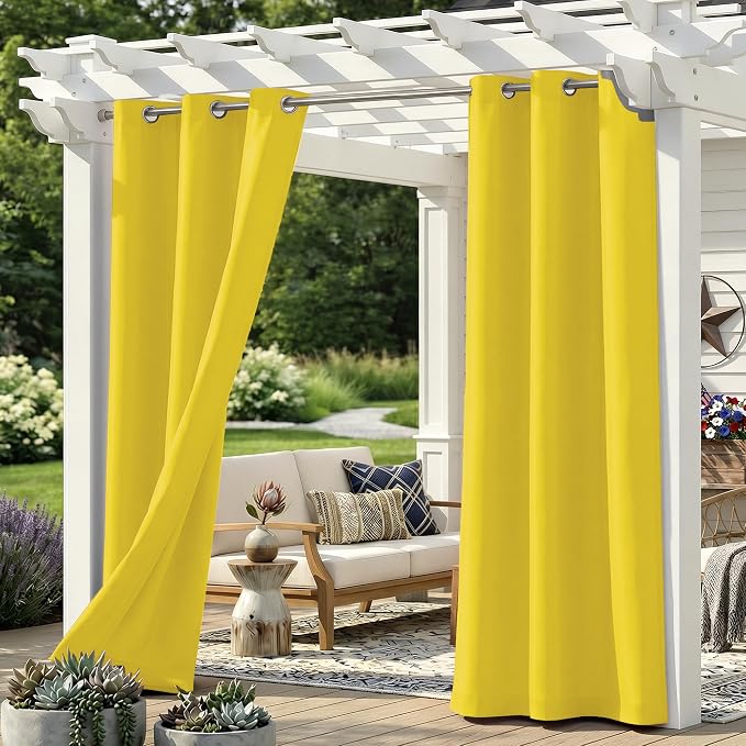 Set of 6 Outdoor Curtains for Patio Waterproof, Breathable Grommet Panels for by Sunshelf