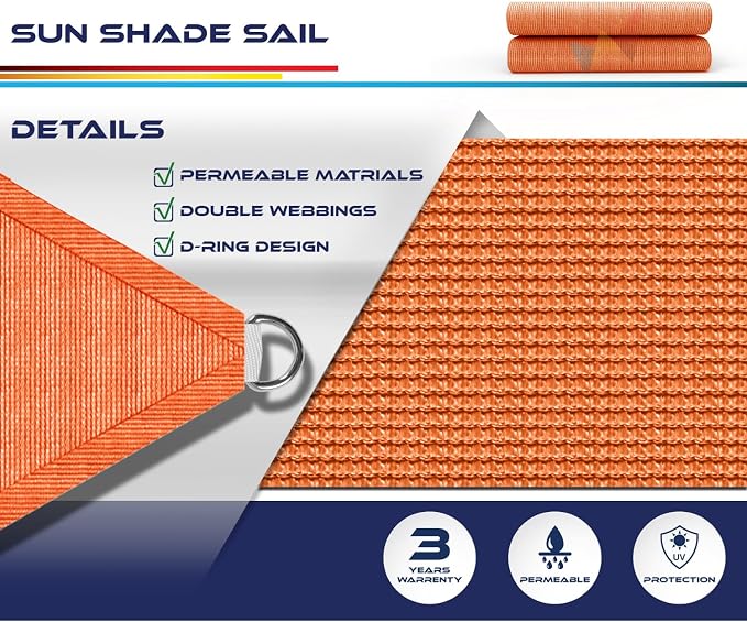 Windscreen4less 27' x 27' x 27' Sun Shade Sail Triangle Outdoor Canopy Cover UV - Image 3