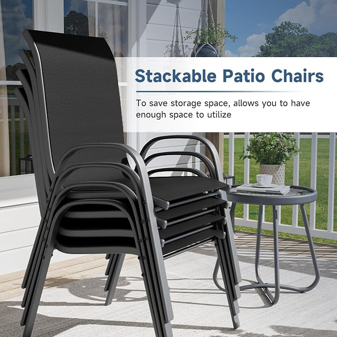 Amopatio Patio Chairs Set of 4, Outdoor Stackable Dining Chairs - Image 5