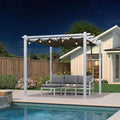 PURPLE LEAF White Pergola 10' x 10' Metal Frame Retractable Canopy, Higher by PURPLELEAF