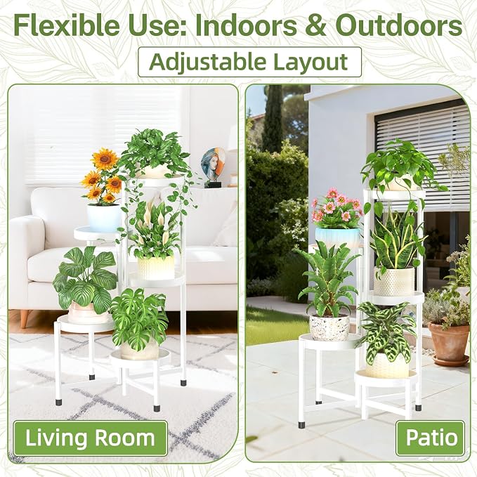 iDavosic.ly Plant Stand Indoor Outdoor, 5 Tier Metal Corner Shelf, Folding - Image 6
