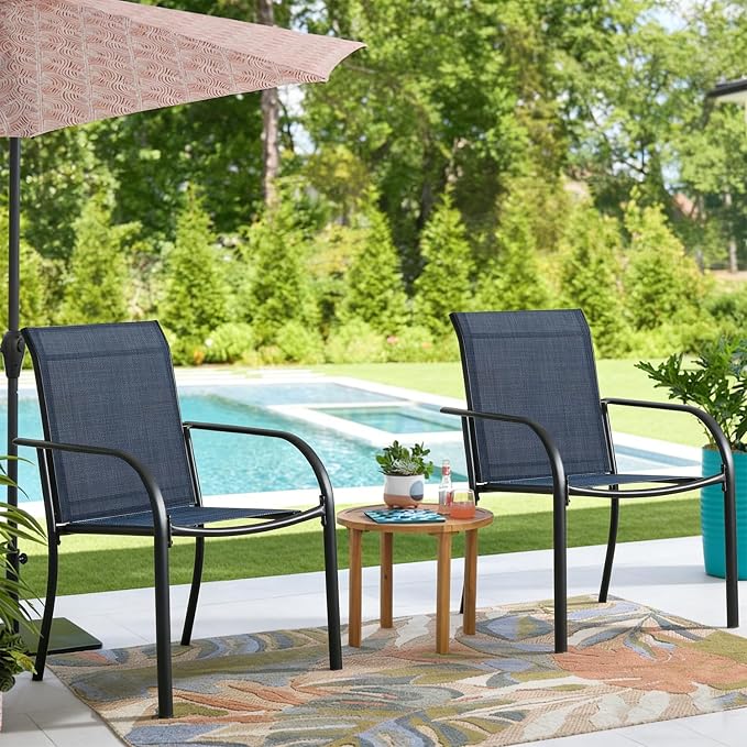 Stackable Patio Chairs Set of 4, Outdoor Dining Chairs - Image 2