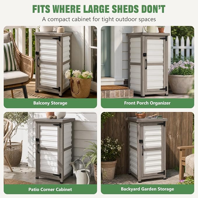 Ketive Outdoor Storage Cabinet, 33.5" H Compact Patio Storage Cabinet - Image 8