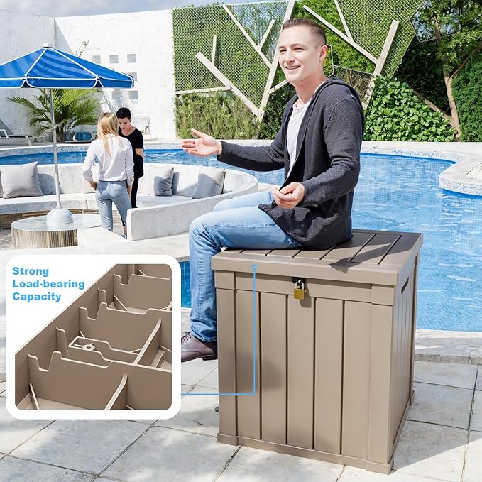 PatioZen 52 Gallon Deck Box Outdoor, Weatherproof Resin Patio Storage Box - Image 6
