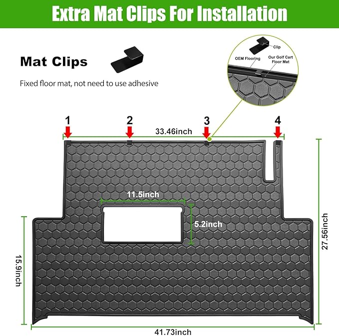 Club Car Precedent Golf Cart Full Coverage Floor Liner Mat, Fits Club Car Precedent (2004-2023), Onward & Tempo (2017-2023), Villager & V4L (2019-2023), Durable Anti-Slip Rubber
