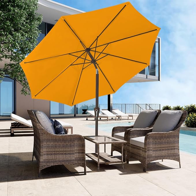 JEAREY 9FT Outdoor Patio Umbrella, Market Umbrella, Sun Orange | Outdoor Table - Image 4