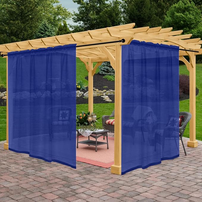 Outdoor Sheer Curtains for Patio Waterproof, 2 Panels Rod Pocket Indoor/Outdoor by Awnmeow