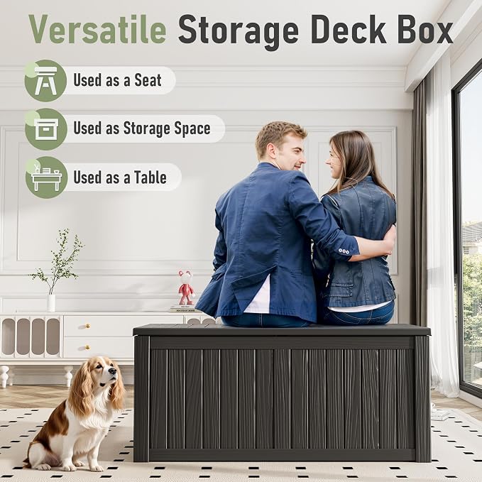 Outdoor Storage Box, 150 Gallon Large Outdoor Resin Deck Box, Storage - Image 7