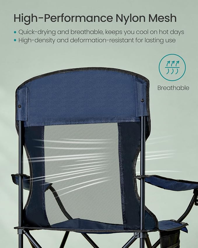 SONGMICS 2 Pack Breathable Camping Chairs, 330 lb Capacity Foldable Outdoor - Image 4