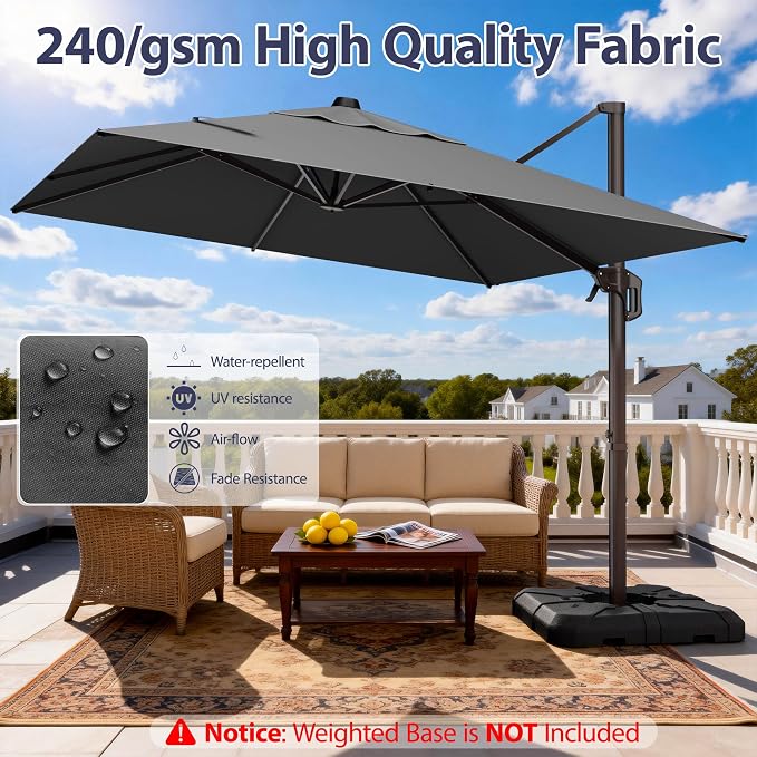 9' X 12' Cantilever Patio Umbrella Rectangle Outdoor Umbrella - Image 6