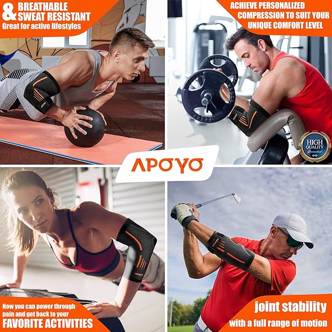 APOYO Elbow Brace for Tendonitis and Tennis Elbow, (Pair) Compression Sleeve for Arthritis, Workouts, Reduce Joint Pain During Fitness Activity (X-Large)