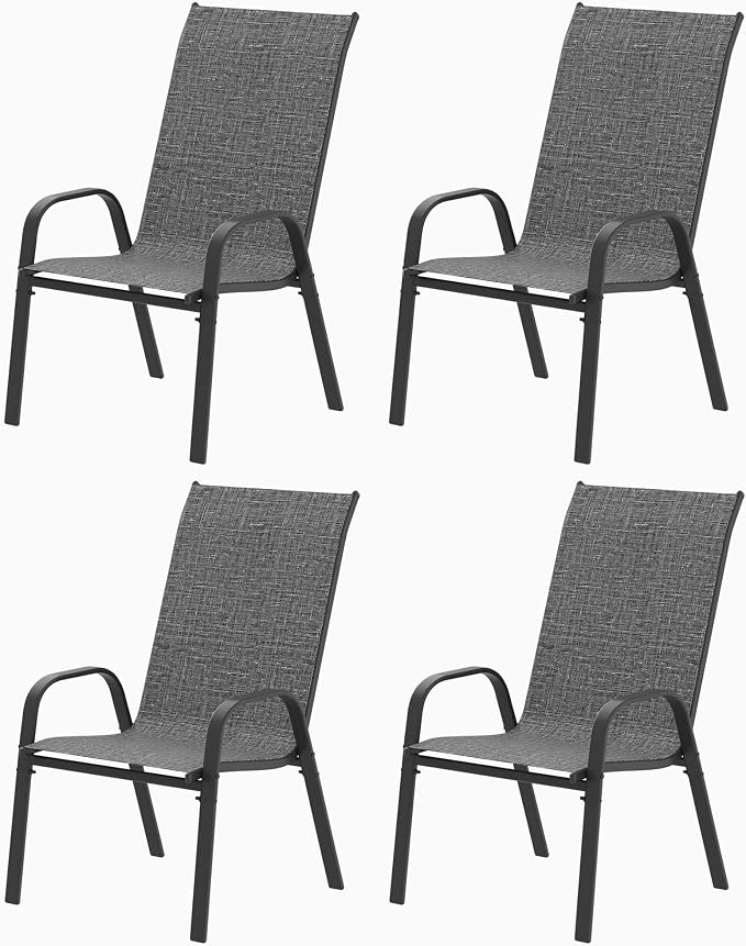 Patio Chairs Set of 4, Outdoor Stackable Dining Chairs by VaJouer