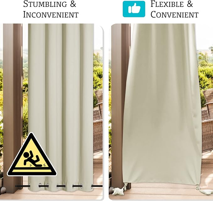RYB HOME Outdoor Curtains for Patio Waterproof, Windproof - Image 4