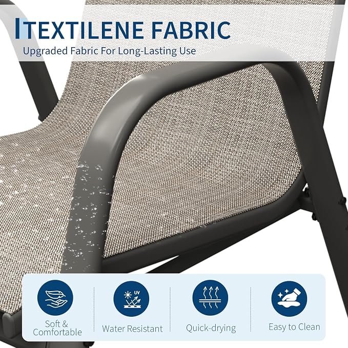 IDEALHOUSE Stackable Patio Chairs, Textilene Fabric Outdoor Dining Chairs - Image 6