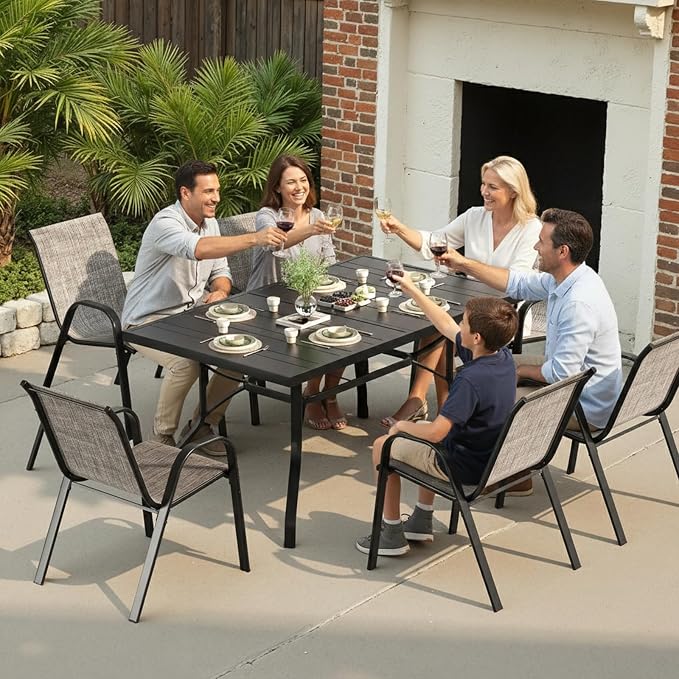 Patio Chairs Set of 6, Stackable Outdoor Dining Chairs - Image 7