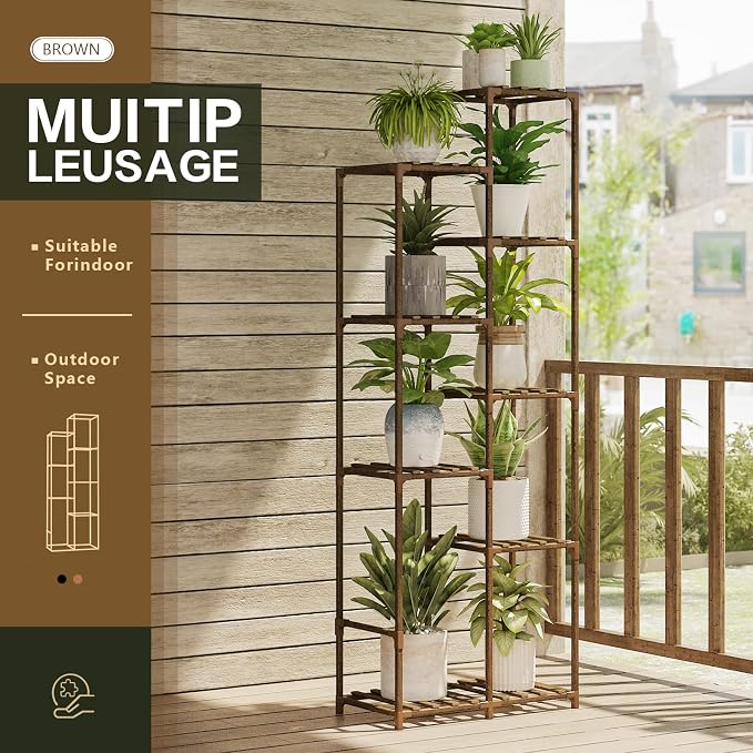 Bamworld 62 " Tall Plant Stand for Indoor Plants Outdoor Corner Plant Shelf | - Image 4