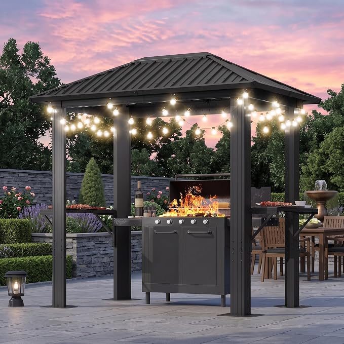 Aoxun Grill Hardtop Gazebo 8x5, Metal Frame Canopy by Aoxun