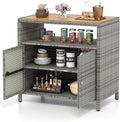 Tangkula Rattan Outdoor Storage Cabinet, Patiojoy Outdoor Cabinet by TANGKULA