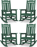 SERWALL HDPE Oversized Outdoor Rocking Chairs Set of 4, Patio Rocker, All by SERWALL