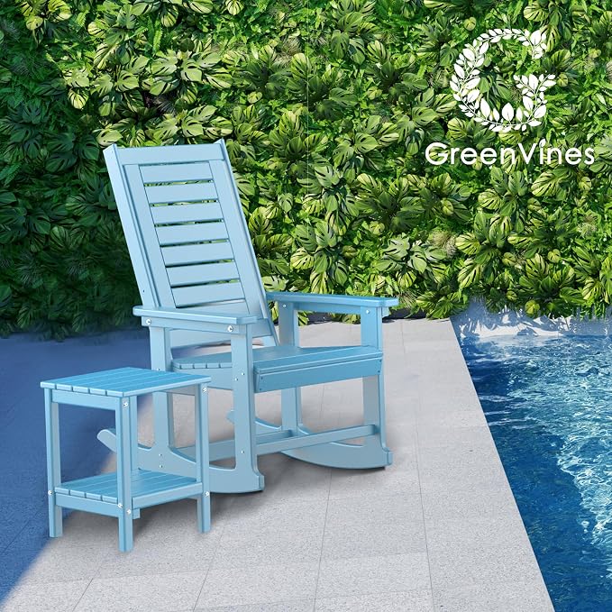 GREENVINES Oversized Outdoor Rocking Chairs Set of 2, HDPE Rocker, Arctic | - Image 6