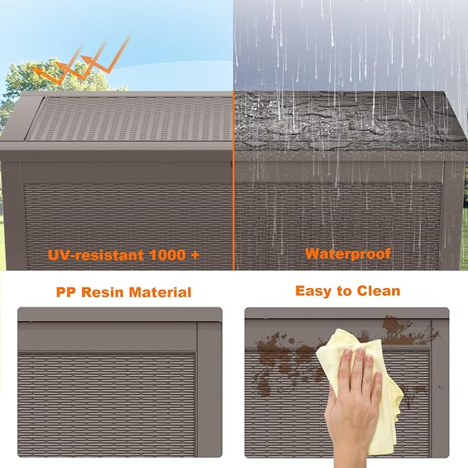 320 Gallon Waterproof Outdoor Storage Box, Large Resin Deck Box, Lockable - Image 4
