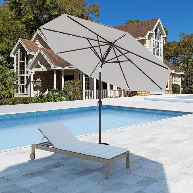 9FT Patio Umbrella with Solar Lights, Outdoor Market Umbrella with Tilt and - Image 7