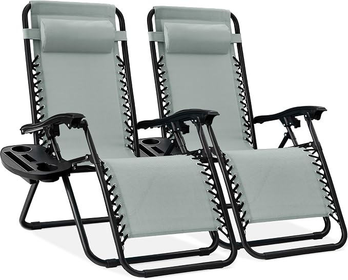 Best Choice Products Set of 2 Adjustable Steel Mesh Zero Gravity Lounge Chair by Unknown