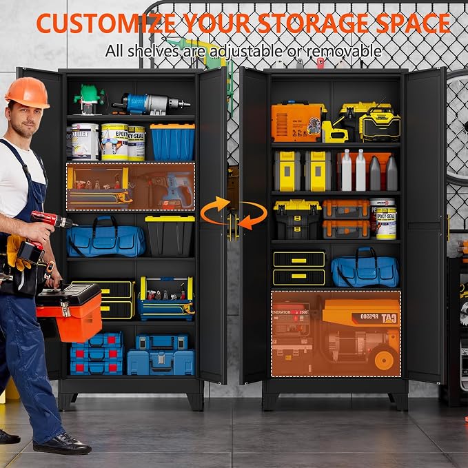 GAIOUS 75''Tall Metal Garage Storage Cabinet, File Cabinet - Image 4