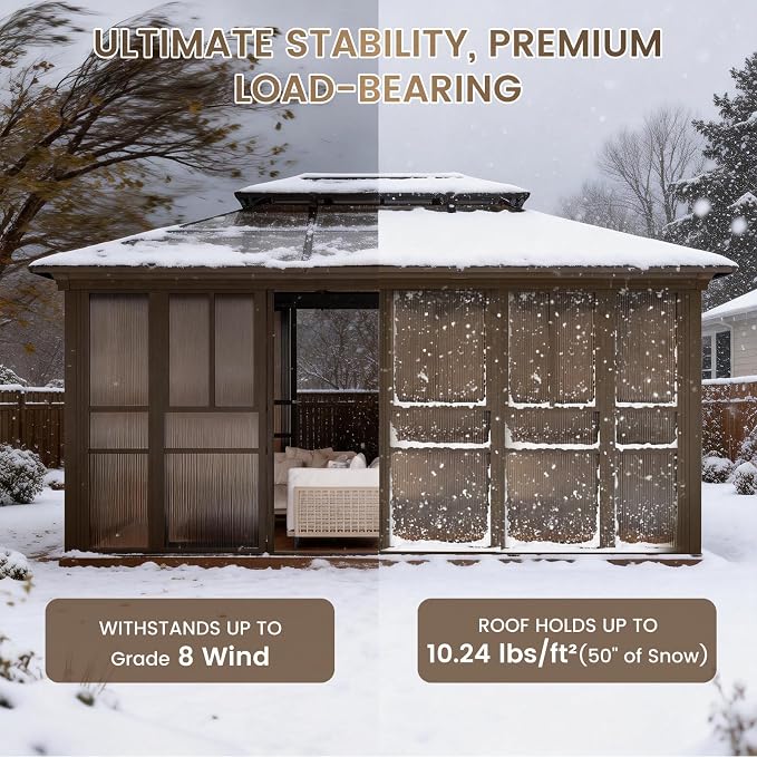 12x16 Sunroom Gazebo, Enclosed Outdoor Solarium - Image 4