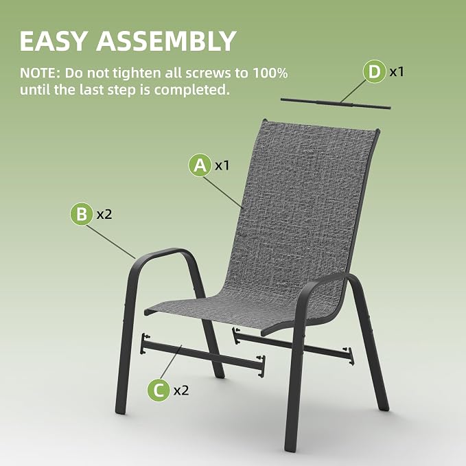 Patio Chairs Set of 6, Outdoor Stackable Dining Chairs - Image 5