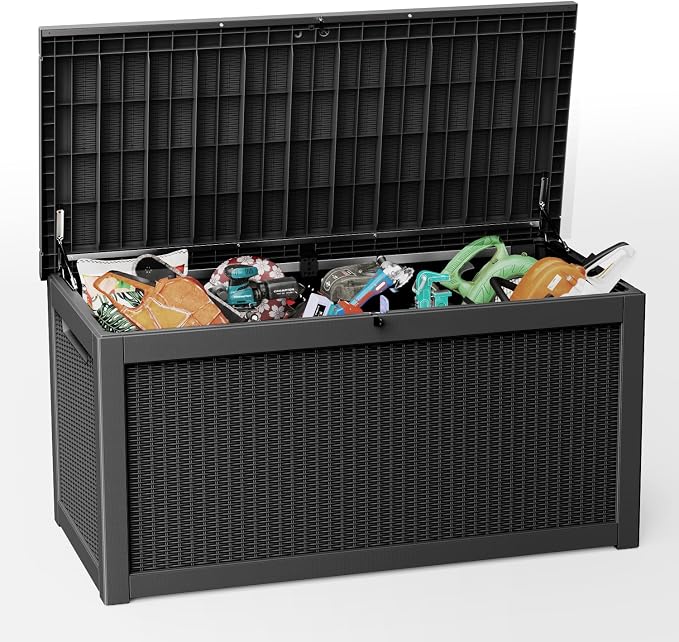 310 Gallon Lockable Outdoor Storage Box – Waterproof Resin Deck Box by ASKPASS