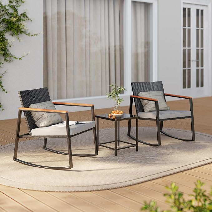 Gizoon 3 Pieces Rocking Patio Bistro Set | - Image 9