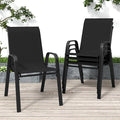 Black Patio Chairs Set of 4, Stackable Outdoor Dining Chairs by Vimstora
