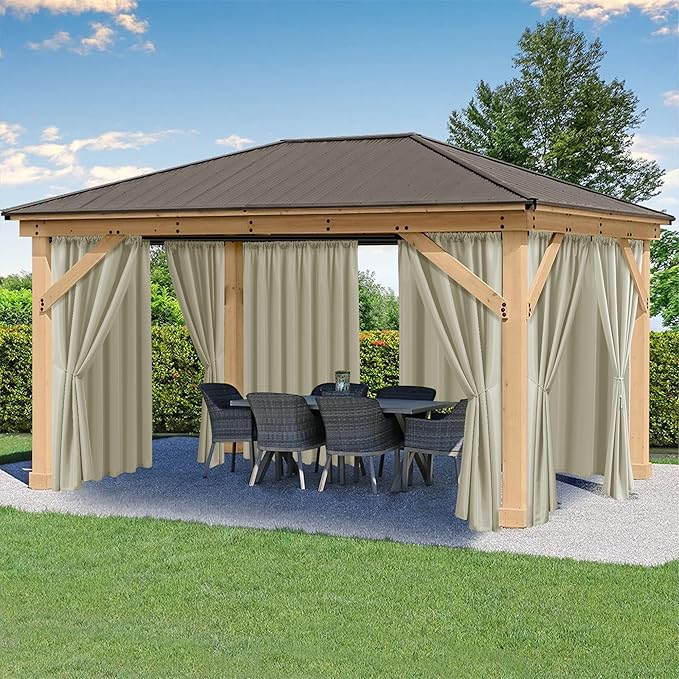 Outdoor Curtains for Patio Waterproof Rod Pocket 4 Pcs 54x84 Inch Taupe | by HolidayIdeas