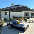 PURPLE LEAF Patio Umbrella 12' X 12' Heavy Duty Umbrella Double Top Grey | by PURPLELEAF