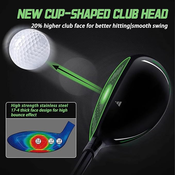 PGM Men's Professional Golf Club Driver Woods Hybrid for Right Handed with Headcover, Low Center of Gravity Long Distance Single Club with Titanium Head Graphite Shaft