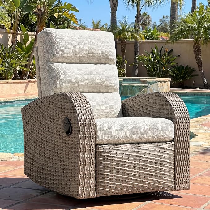Oversized Wicker Outdoor Swivel Glider Recliner by LayinSun