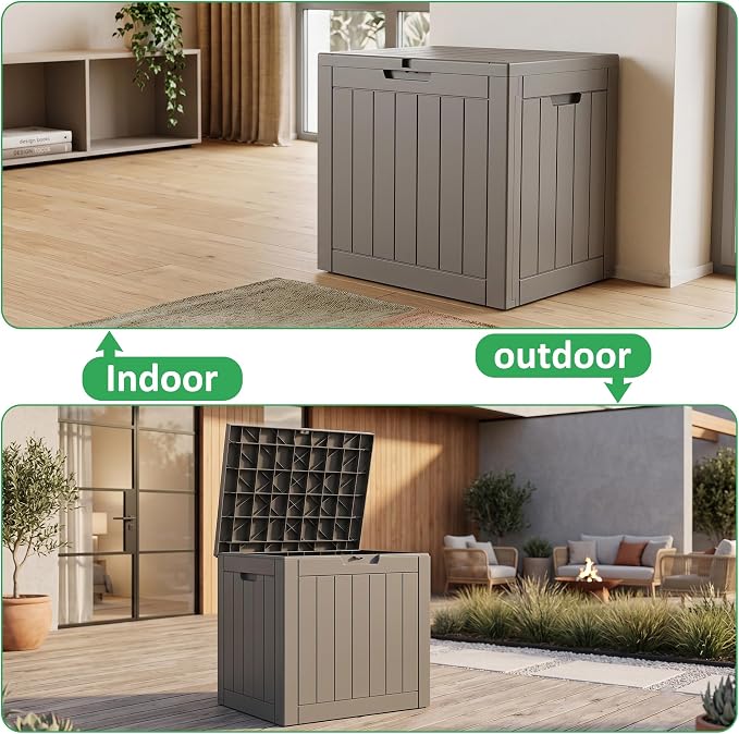 40 Gallon Lockable Outdoor Deck Box, Waterproof Weatherproof Resin Storage - Image 7