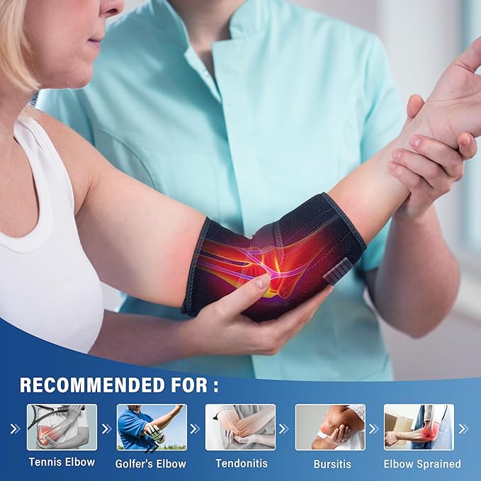 FEATOL Elbow Brace with Ice Pack for Tendonitis and Tennis Elbow-Pain Relief for Cubital Tunnel, Ulnar Nerve Entrapment, Bursitis-Reusable Ice Pack Brace for Men and Women, Large