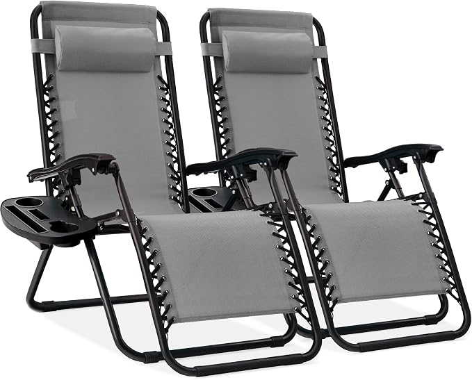 Best Choice Products Set of 2 Adjustable Steel Mesh Zero Gravity Lounge Chair by Unknown